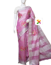 Pure Linen Tissue Sarew With Embroidery SILK ZONE